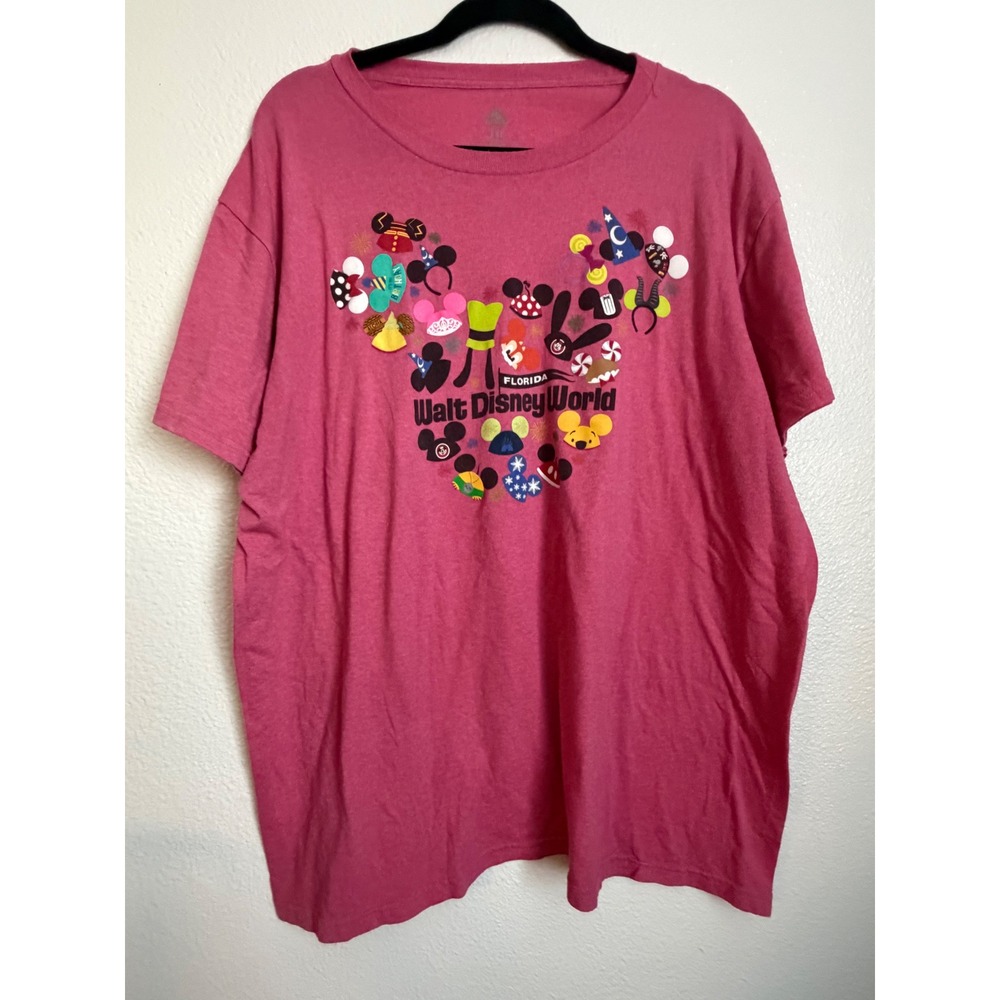 Disney Parks Walt Disney World Florida Mickey Ear Hat Graphic T-Shirt Pink XXL